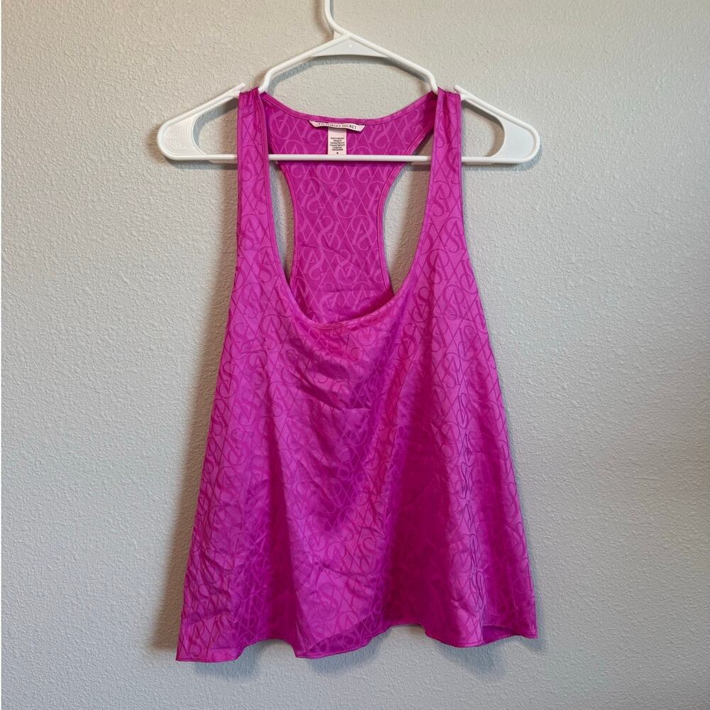Victoria’s Secret Satin Sleep Tank‎ Pink Racerback Logo Size M NWOT